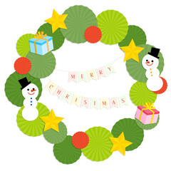 ガーランドとペーパーファンのクリスマス飾り