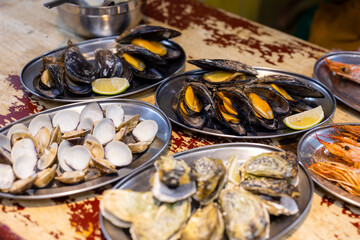 Mixed seafood dish on the table