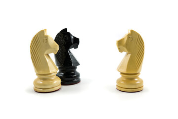 jealousy and sharing of loved ones. Illustration with simple chess horse.