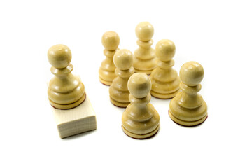 chess pawn on stage in front of voters or group of audience