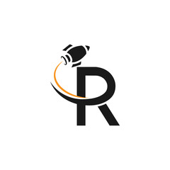 Initial R Rocket logo design template vector illustration
