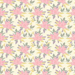 Japanese Art Flower Motif Vector Seamless Pattern