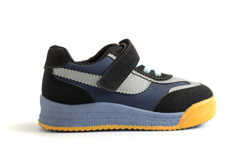 gray and black baby shoes isolated on white background,