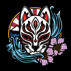 japanese kitsune mask vector illustration