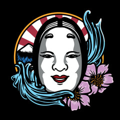 japanese koomote mask vector illustration