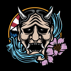 japanese oni mask vector illustration