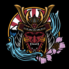 japanese samurai mask vector illustration