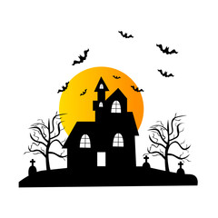 desain illustrasi haunted house hallowen