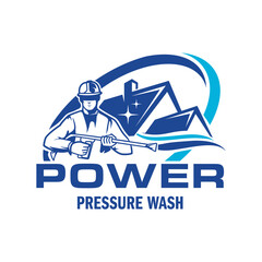 Pressure power wash spray logo design. Professional Power Washing Illustration vector graphic template