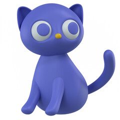 3d render blue cat halloween icon