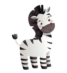 Fototapeta na wymiar Jungle zebra icon. Sticker for messengers, graphic element for website. Zoo, wild life and mammal. Friendly character, happiness. Cute toy or mascot for kids. Cartoon flat vector illustration