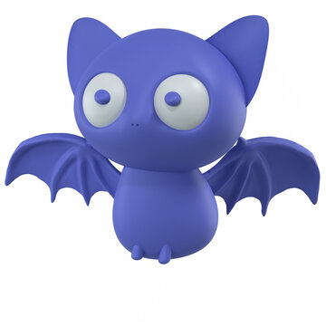 3d render blue bat halloween icon