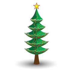 Christmas tree vector design  with Yellow star on top