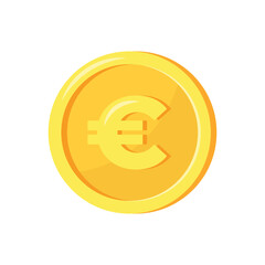 Golden euro coin icon isolated on white background. Vector illustration
