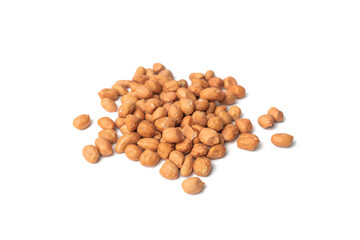 close up of fresh raw peanuts isolated on white background