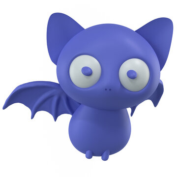 3d render blue bat halloween icon