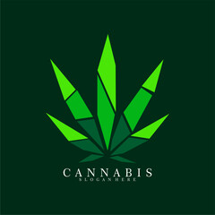 Fototapeta na wymiar Cannabis logo. Green marijuana leaf vector icon