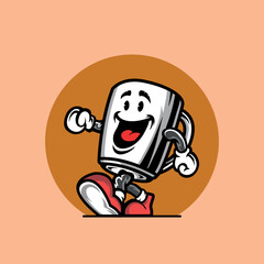 vintage coffee cartoon mascot illustration