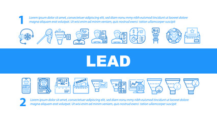 lead generation customer business landing web page header vector. funnel marketing, digital inbound conversion, client magnet strategy, website sales lead generation customer business Illustration