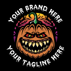 Halloween Pumpkins With Scary Faces Illustration 9