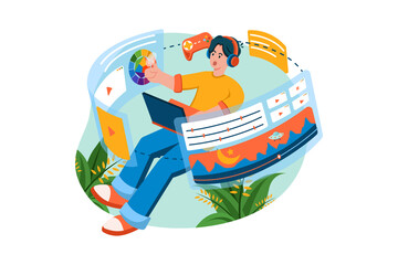 Video Game Designer Illustration concept on white background