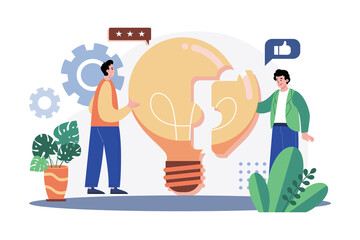 Team meeting brainstorming ideas Illustration concept on white background