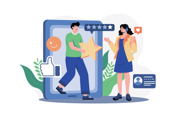 Customer product rating review Illustration concept on white background