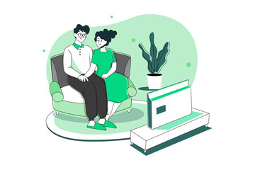 A Couple Watching Tv In The Living Room