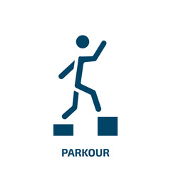 parkour icon from activity and hobbies collection. Filled parkour, activity, jumping glyph icons isolated on white background. Black vector parkour sign, symbol for web design and mobile apps