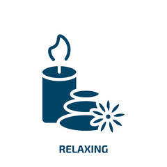 relaxing icon from activity and hobbies collection. Filled relaxing, relaxation, yoga glyph icons isolated on white background. Black vector relaxing sign, symbol for web design and mobile apps