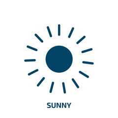 sunny icon from agriculture farming and gardening collection. Filled sunny, sun, weather glyph icons isolated on white background. Black vector sunny sign, symbol for web design and mobile apps