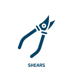 shears icon from agriculture farming and gardening collection. Filled shears, equipment, care glyph icons isolated on white background. Black vector shears sign, symbol for web design and mobile apps