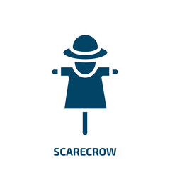 scarecrow icon from agriculture farming and gardening collection. Filled scarecrow, farm, field glyph icons isolated on white background. Black vector scarecrow sign, symbol for web design and mobile