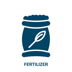 fertilizer icon from agriculture farming and gardening collection. Filled fertilizer, plant, nature glyph icons isolated on white background. Black vector fertilizer sign, symbol for web design and