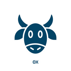 ox icon from agriculture farming and gardening collection. Filled ox, cow, animal glyph icons isolated on white background. Black vector ox sign, symbol for web design and mobile apps