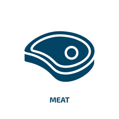 Obraz premium meat icon from agriculture farming and gardening collection. Filled meat, restaurant, food glyph icons isolated on white background. Black vector meat sign, symbol for web design and mobile apps