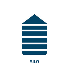silo icon from agriculture farming and gardening collection. Filled silo, building, industry glyph icons isolated on white background. Black vector silo sign, symbol for web design and mobile apps © Farahim