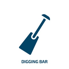 digging bar icon from agriculture farming and gardening collection. Filled digging bar, bar, dig glyph icons isolated on white background. Black vector digging bar sign, symbol for web design and