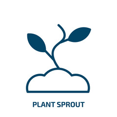 plant sprout icon from agriculture farming and gardening collection. Filled plant sprout, ecology, natural glyph icons isolated on white background. Black vector plant sprout sign, symbol for web