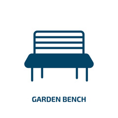 garden bench icon from agriculture farming and gardening collection. Filled garden bench, garden, bench glyph icons isolated on white background. Black vector garden bench sign, symbol for web design