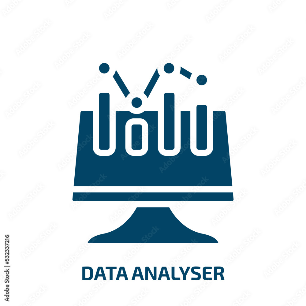 Poster data analyser icon from computer collection. filled data analyser, data, analyse glyph icons isolate
