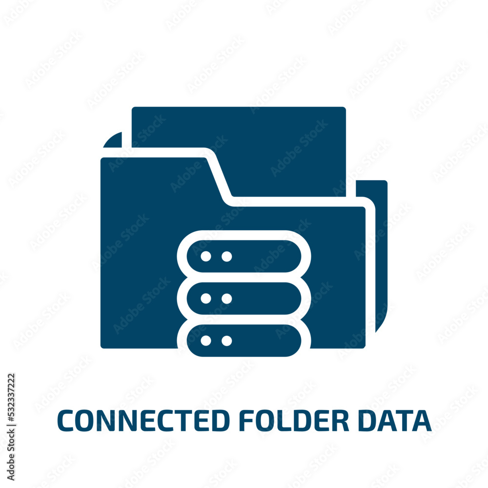 Poster connected folder data icon from computer collection. filled connected folder data, data, folder glyp