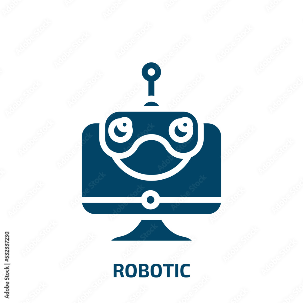 Poster robotic icon from computer collection. filled robotic, industry, robot glyph icons isolated on white