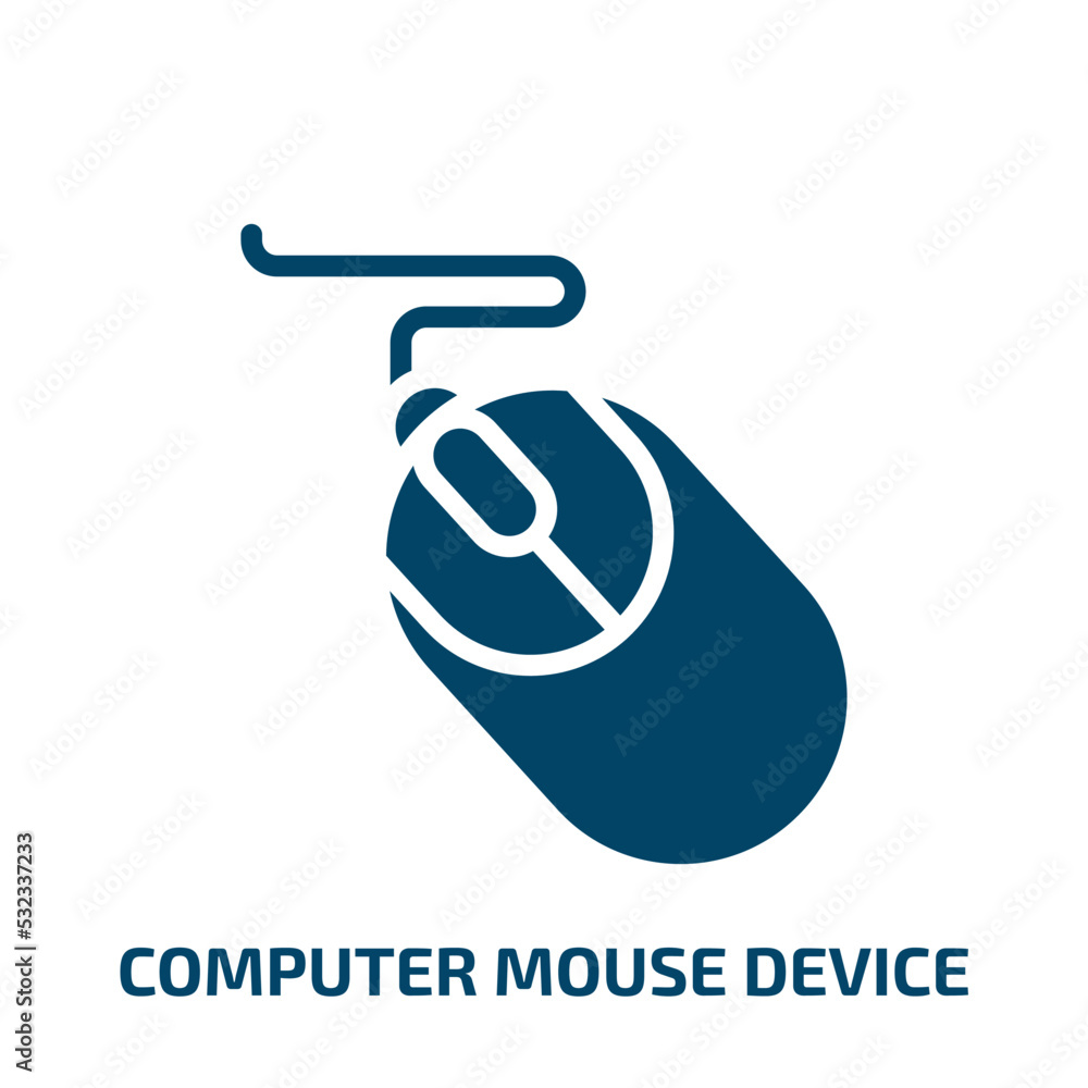 Poster computer mouse device icon from computer collection. filled computer mouse device, computer, laptop 