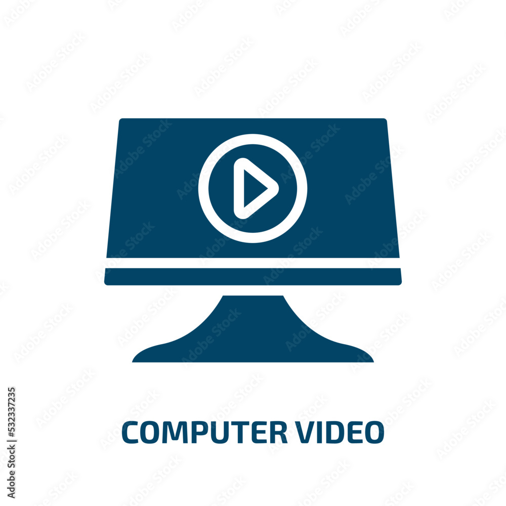 Poster computer video icon from computer collection. filled computer video, internet, media glyph icons iso