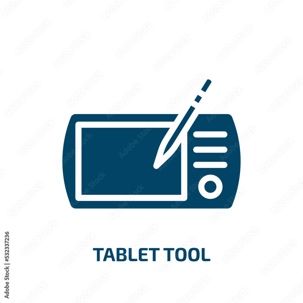 Poster tablet tool icon from computer collection. filled tablet tool, tablet, tools glyph icons isolated on