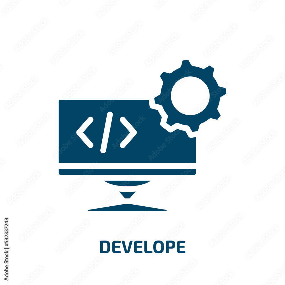Poster develope icon from computer collection. filled develope, business, project glyph icons isolated on w