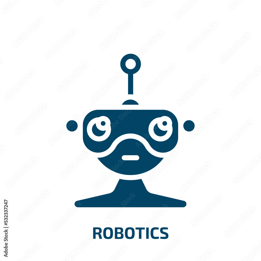 Poster robotics icon from computer collection. filled robotics, industry, robot glyph icons isolated on whi