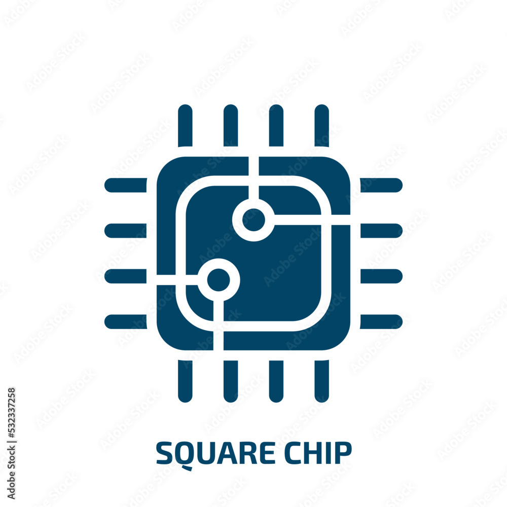 Poster square chip icon from computer collection. filled square chip, chip, square glyph icons isolated on 