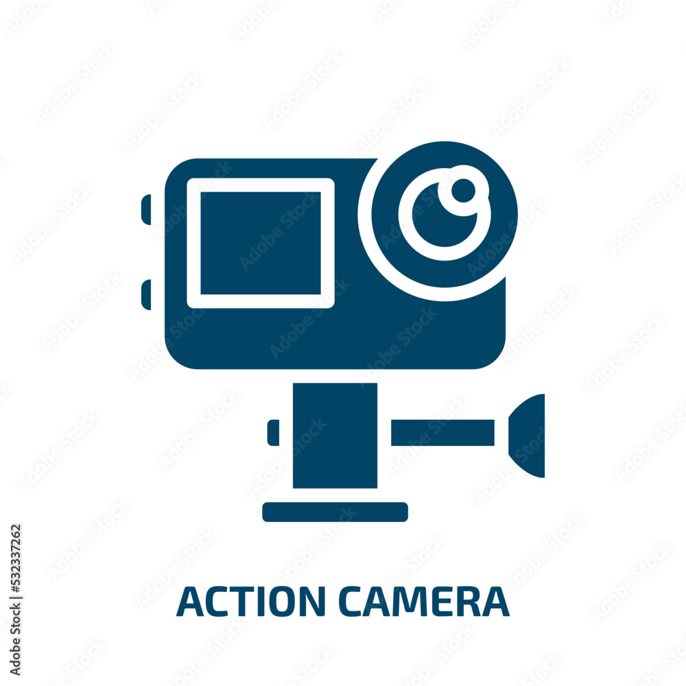 Poster action camera icon from computer collection. filled action camera, action, video glyph icons isolate